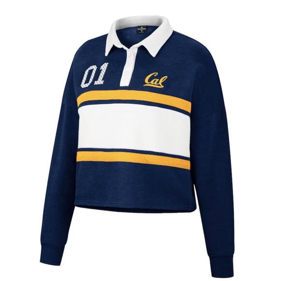 NWT Cal Bears UC Berkeley Colosseum Women Rugby Long Sleeve Shirt Medium Blue - Picture 1 of 13